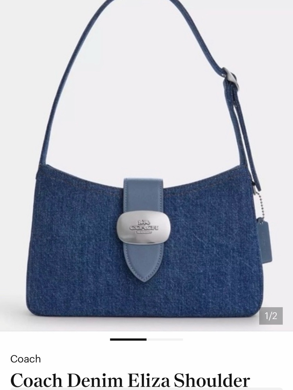 Coach Denim Eliza Shoulder Bag in Dark Blue with Blue Trim